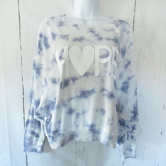 Z Supply Tops - Z Supply Crop Top S Small Tie Dye Waffle Knit Thermal Hope Graphic Dolman Sleeve